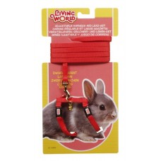 Living World Adjustable Harness and Lead Set For Dwarf Rabbits - Red - 1.2m (4ft) image thumbnail.